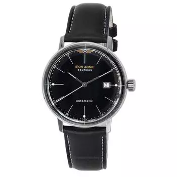 Мужские часы Iron Annie Bauhaus с кожаным ремешком и черным циферблатом 50502 чёрный