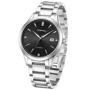 мужские часы из нержавеющей стали Мужские часы, стильные, джентльменские, крутые, популярные, деловые, наручные часы, водонепроницаемые, модные, стальные, с датой, чёрный