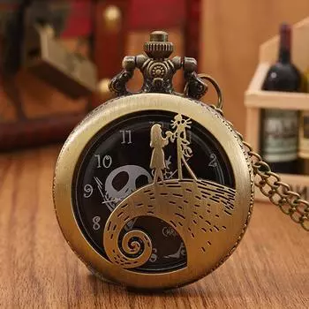 Мужские часы Классические винтажные резные бронзовые карманные часы с цепочкой и ожерельем Винтажные кварцевые часы с подвеской Часы с цепочкой Мужские женские часы