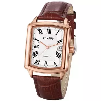 Мужские часы квадратные кожаные часы Seiko водонепроницаемые: Кварцевые часы с кожаным ремешком и прямоугольным циферблатом, мужские часы с римскими цифрами, классные деловые, повседневные, коричневые