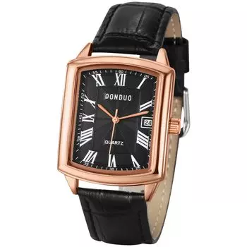 Мужские часы квадратные кожаные часы Seiko водонепроницаемые: Кварцевые часы с кожаным ремешком и прямоугольным циферблатом, мужские часы с римскими цифрами, классные деловые, повседневные, черные