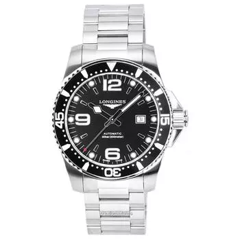 Мужские часы Longines HydroConquest Sunray Black с циферблатом Super-LumiNova автоматические для дайверов L3.841.4.56.6 300M чёрный