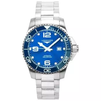 Мужские часы Longines HydroConquest Sunray Blue с циферблатом Super-LumiNova автоматические для дайверов L3.782.4.96.6 300M синий