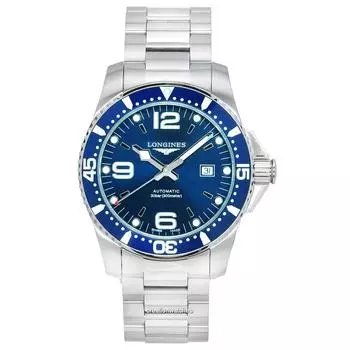 Мужские часы Longines HydroConquest Sunray Blue с циферблатом Super-LumiNova автоматические для дайверов L3.841.4.96.6 300M синий