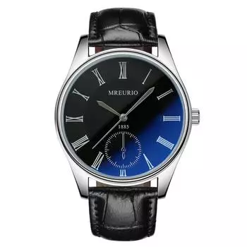 Мужские часы, лучшие роскошные брендовые часы с синим стеклом, деловые наручные часы, водонепроницаемые римские мужские часы из искусственной кожи чёрный