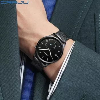 Мужские часы Лучший бренд Роскошные наручные часы Мужские тонкие сетчатые стальные водонепроницаемые спортивные часы коричневый