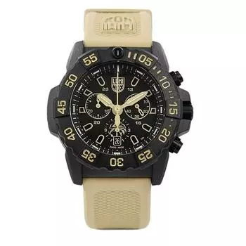 Мужские часы Luminox Navy Seal Foundation Chronograph с черным циферблатом, кварцевые, для дайвинга, XS.3590.NSF.SET 200M, с дополнительным ремешком чёрный