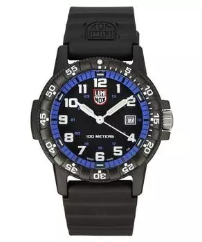 Мужские часы Luminox в кожаной обложке SEA Turtle Giant с полиуретановым ремешком, черный и синий циферблат, швейцарские кварцевые XS.0324, 100M