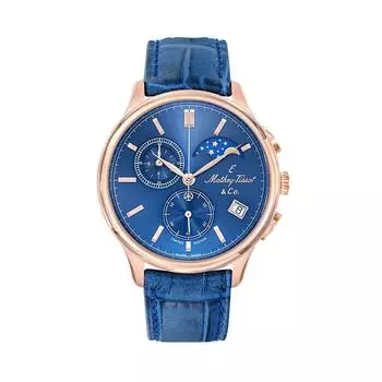 Мужские часы Mathey-Tissot Edmond G10 Limited Edition Chronograph Moon Phase Blue Dial Quartz H1886RCHPBU 100M синий