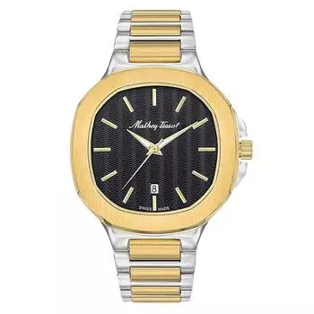Мужские часы Mathey-Tissot Evasion из двухцветной нержавеющей стали с черным циферблатом, кварцевые H152BN чёрный
