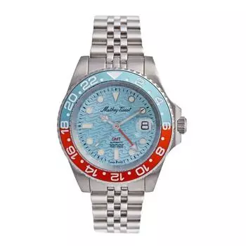 Мужские часы Mathey-Tissot GMT из нержавеющей стали с синим циферблатом, автоматические H903ATBO 100M синий
