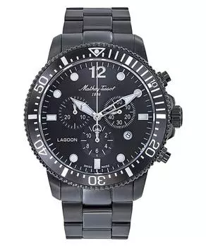 Мужские часы Mathey-Tissot Lagoon Chronograph из нержавеющей стали с черным циферблатом, кварцевые H123CHNN 100M чёрный