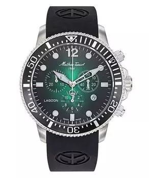 Мужские часы Mathey-Tissot Lagoon Chronograph с силиконовым ремешком и зеленым циферблатом, кварцевые, H123CHALV 100M зелёный