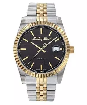 Мужские часы Mathey-Tissot Mathy III из двухцветной нержавеющей стали с черным циферблатом, автоматические H1810ATBN чёрный