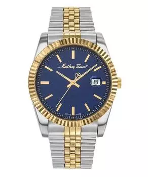 Мужские часы Mathey-Tissot Mathy III из двухцветной нержавеющей стали с синим циферблатом, кварцевые H810BBU синий