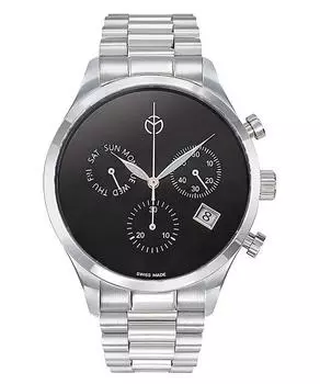 Мужские часы Mathey-Tissot Urban Chronograph из нержавеющей стали с черным циферблатом, кварцевые H411CHNM чёрный