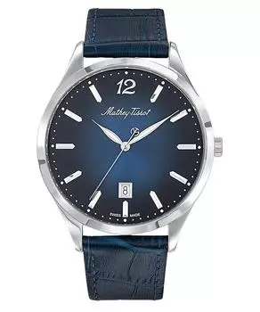 Мужские часы Mathey-Tissot Urban Leather Blue Dial Quartz H411ABU синий