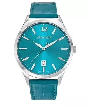 Мужские часы Mathey-Tissot Urban с кожаным ремешком и зеленым циферблатом, кварцевые H411PET зелёный