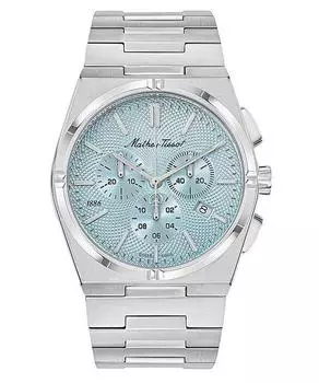 Мужские часы Mathey-Tissot Zeus Chrono из нержавеющей стали с синим циферблатом, кварцевые H118CHSK синий