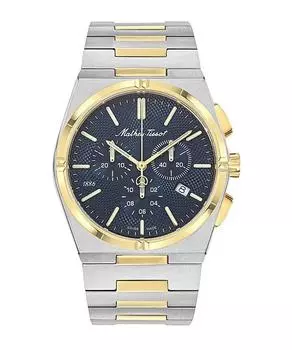 Мужские часы Mathey-Tissot Zeus Chrono с двухцветным циферблатом из нержавеющей стали и синим кварцевым механизмом H118CHBBU синий