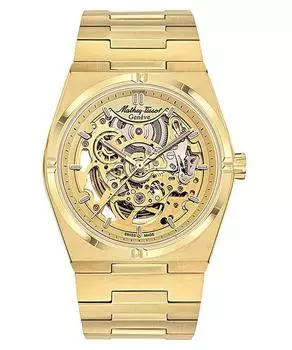 Мужские часы Mathey-Tissot Zeus Skeleton с циферблатом цвета шампанского из нержавеющей стали с автоматическим механизмом H118CFPDI шампанского