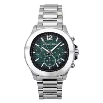 Мужские часы Michael Kors Oversized Sage Chronograph из нержавеющей стали с зеленым циферблатом и кварцевым механизмом MK9191 зелёный