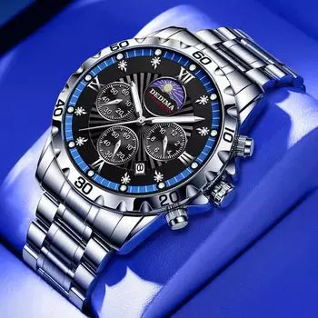 Мужские часы многофункциональные спортивные часы со стразами водонепроницаемые светящиеся модные прочные кварцевые часы из нержавеющей стали с застежкой-бабочкой деловые часы красный