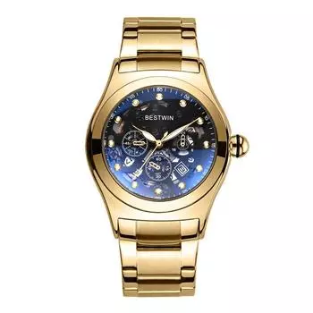 Мужские часы Мужские поддельные три глаза скелетон циферблат светящийся поддельный механический календарь водонепроницаемые мужские часы