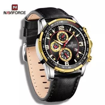 Мужские часы Naviforce NF8020L, оригинальные модные водонепроницаемые аналоговые спортивные наручные часы с хронографом 1/10 секунды
