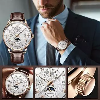 Мужские часы, немеханические часы, часы с календарем One Size коричневый