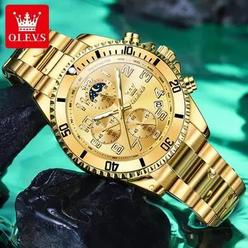 Мужские часы Новые модные роскошные кварцевые часы с тремя маленькими циферблатами из нержавеющей стали водонепроницаемый хронограф серебряный/чёрный