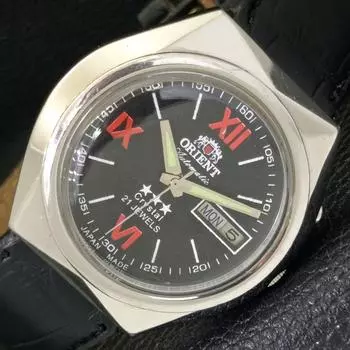 МУЖСКИЕ ЧАСЫ ORIENT CRYSTAL AUTOMATIC 46941 JAPAN DAY&DATE С ЧЕРНЫМ ЦИФЕРБЛАТОМ a431937-2 R109-a431937