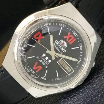 МУЖСКИЕ ЧАСЫ ORIENT CRYSTAL AUTOMATIC 46943 JAPAN DAY&DATE С ЧЕРНЫМ ЦИФЕРБЛАТОМ a431946-2 R109-a431946