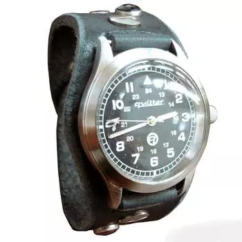 Часы Quitter Watch Black, ширина ремешка для мужчин 16-18 см, 2,5 см