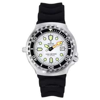 Мужские часы Ratio FreeDiver Version 02 Helium Safe 1000M Sapphire Quartz White Dial 1038EF102V-WHT-V02 белый