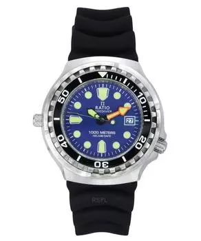 Мужские часы Ratio FreeDiver Version 03 Helium Safe 1000M Sapphire Quartz Blue Dial 1038EF102V-BLU-V03 синий