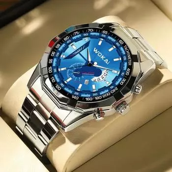 Мужские часы Роскошные часы Полностью стальные автоматические механические часы Мужские модные водонепроницаемые наручные часыO
