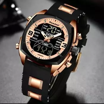 Мужские часы, роскошные модные военные кварцевые мужские часы, водонепроницаемые спортивные мужские наручные часы 6002