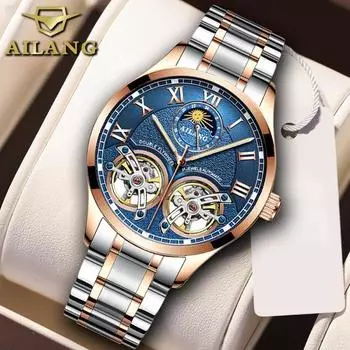 Мужские часы с двойным летающим колесом, новые швейцарские полностью автоматические механические часы, водонепроницаемые