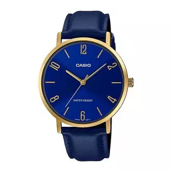 Мужские часы с кожаным синим ремешком, Blue Leather Men s Watch, Casio