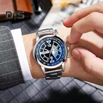 Мужские часы с круглым циферблатом и стальным ремешком, элегантные минималистичные деловые повседневные кварцевые наручные часы, модные украшения, подарок на день рождения и Рождество A белый