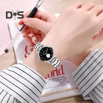 Мужские часы с круглым циферблатом и стальным ремешком, элегантные минималистичные деловые повседневные кварцевые наручные часы, модные украшения, подарок на день рождения и Рождество B чёрный