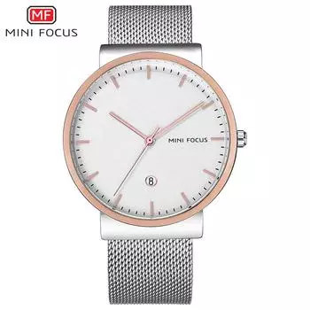 Мужские часы с японским механизмом, календарем, водонепроницаемые, с металлическим сетчатым ремешком