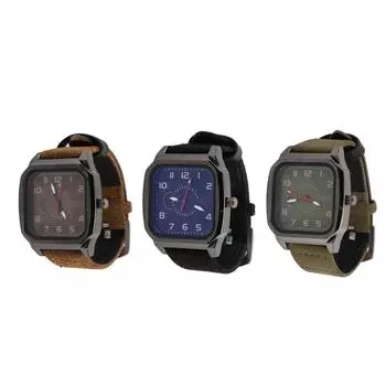 Мужские часы с ремешком из искусственной кожи, удобные для чтения, модный вид, повседневные кварцевые часы для бега и путешествий Hiki Green