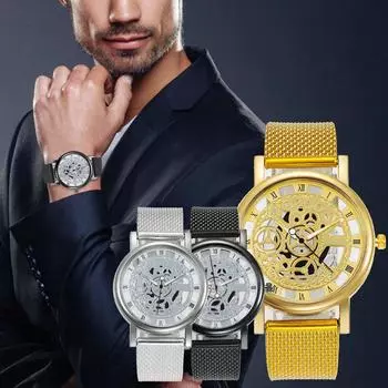 Мужские часы с силиконовым ремешком, модные темпераментные кварцевые мужские часы со скелетом