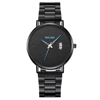 Мужские часы с синим календарем и иглами Мужские часы Кварцевые часы Миланский ремешок Сетчатый ремешок