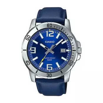 Мужские часы с синим кожаным ремешком, Blue Leather Men s Watch, Casio