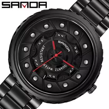 Мужские часы SANDA со стальным ремнем, деловые кварцевые часы с большим циферблатом, модные индивидуальные модные часы