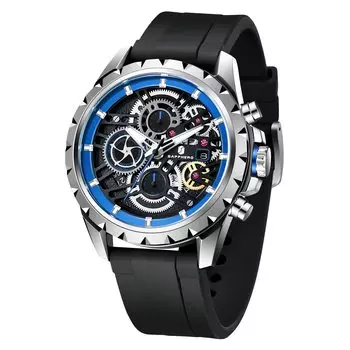 Мужские часы SAPPHERO, водонепроницаемость 100 м, стильные, многофункциональные часы с хронографом, аналоговые, кварцевые, повседневные, спортивные часы, легкие, популярные,