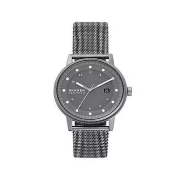 Мужские часы Skagen Henriksen 3 Hand Date с корпусом 40 мм из нержавеющей стали, серого цвета, с браслетом. серый